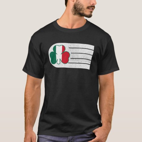 Irish Mexican Retro Vintage Striped Shamrock Flag  T_Shirt