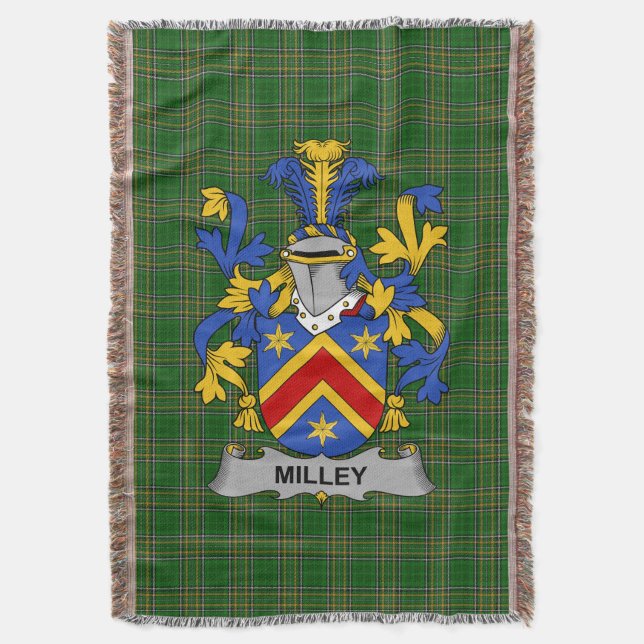  Irish Milley or O_Millea Coat of Arms Family Cres Throw Blanket (Front Vertical)