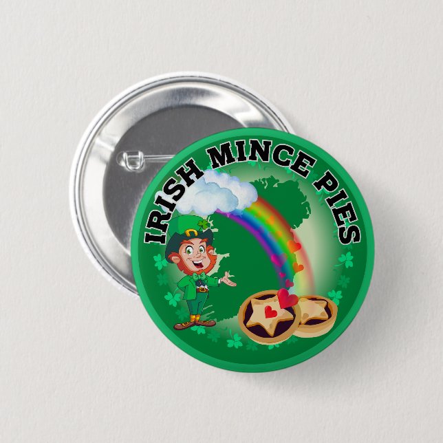 Irish Mince Pies at the End of a Rainbow Button (Front & Back)
