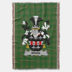  Irish Minne Coat of Arms Family Crest Ireland Throw Blanket