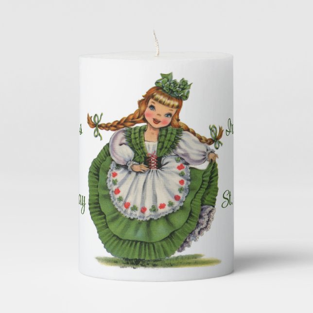 Irish Miss Pillar Candle (Front)