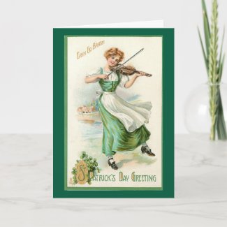 Irish Miss With Violin Greeting Card