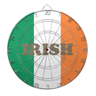 Irish modern sepia typography and tricolour flag dart board