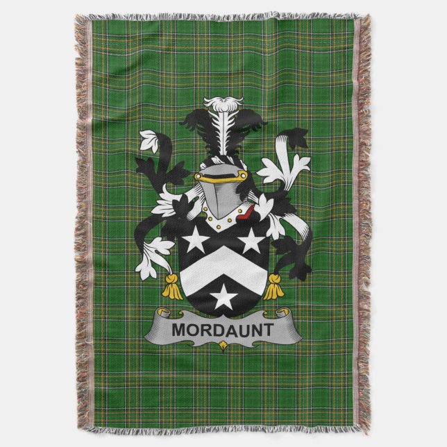  Irish Mordaunt Coat of Arms Family Crest Ireland Throw Blanket (Front Vertical)
