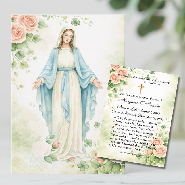 Irish Mother Mary Catholic Funeral Memorial  Business Card (Creator Uploaded)
