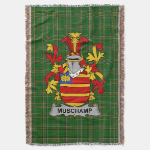 Irish Muschamp Coat of Arms Family Crest Ireland Throw Blanket
