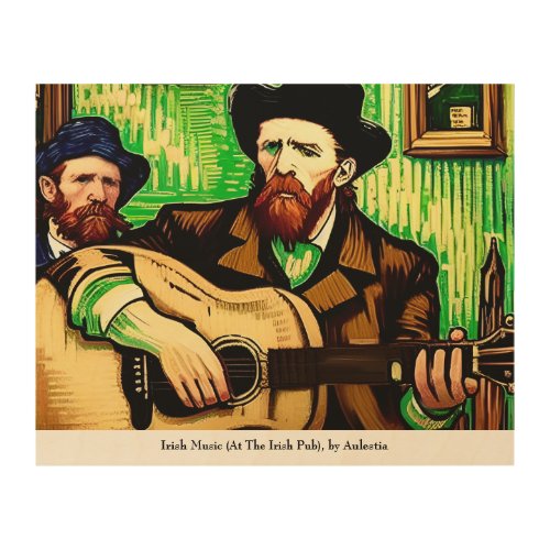 Irish Music At The Irish Pub by Aulestia Wood Wall Art