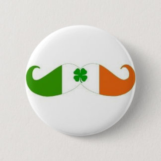 Irish mustache badge button