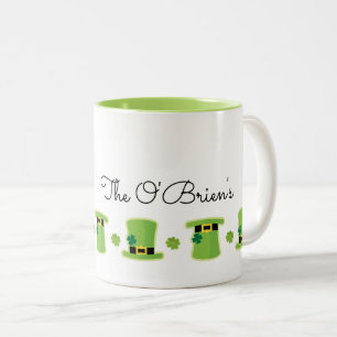 Irish Name Shamrock Hat St Patricks Day Green Fun Two-Tone Coffee Mug