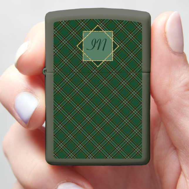 Irish National Clan Tartan Zippo Lighter (In Hand)