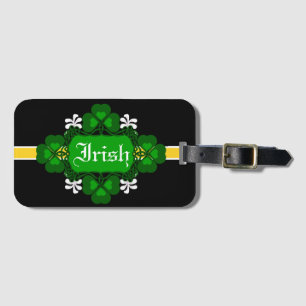 Irish National Shamrock white flower-Custom name Luggage Tag