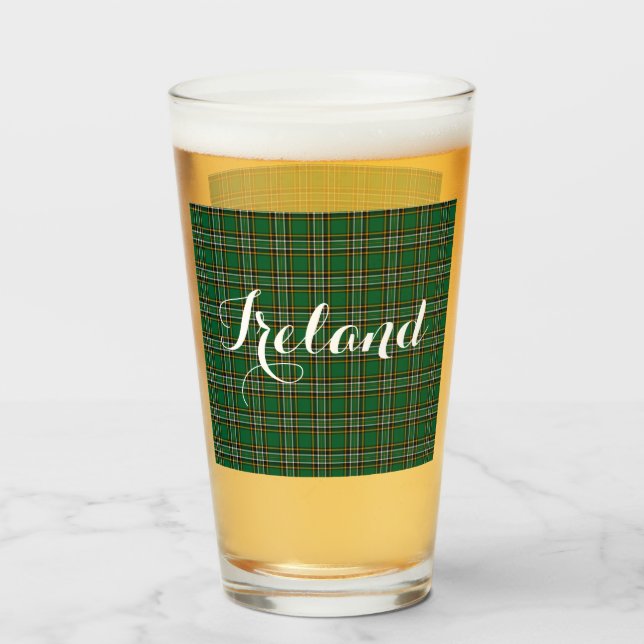 Irish National Tartan & Customizable Text Glass (Front Filled)