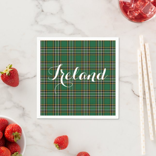 Irish National Tartan & Customizable Text Napkins (Insitu)