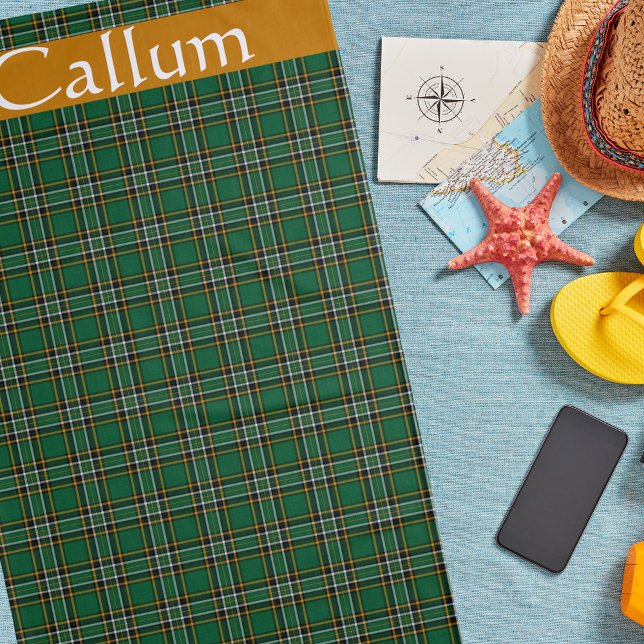 Irish National Tartan  Personalized   Beach Towel (Creator Uploaded)