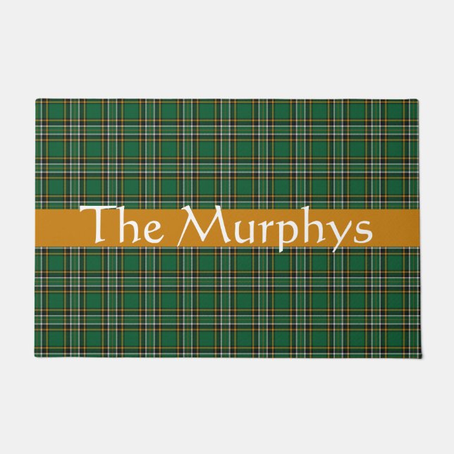 Irish National Tartan  Personalized Front Door Doormat (Front)
