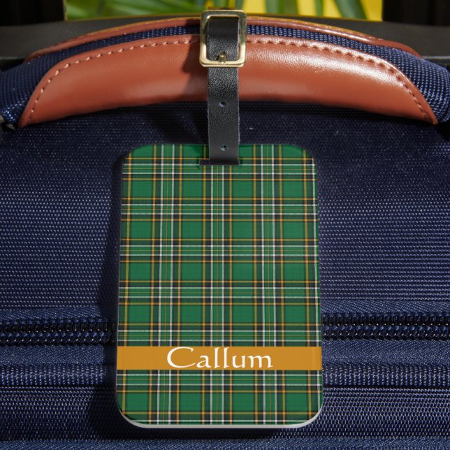 Irish National Tartan  Personalized  Luggage Tag (Front Insitu 2)