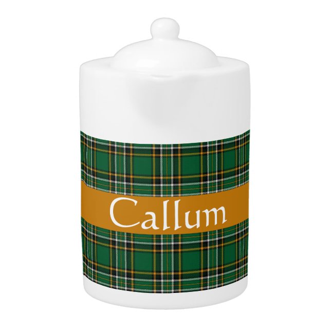 Irish National Tartan  Personalized  Teapot (Front)