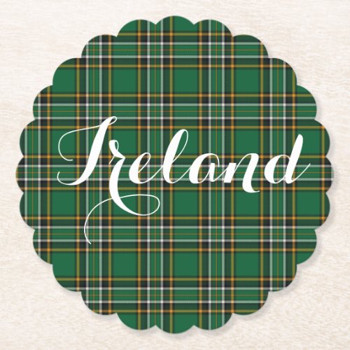 Irish National Tartan Plaid Personalized Paper Coaster