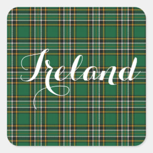 Irish National Tartan Plaid Personalized Square Sticker