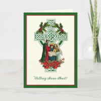 Irish Nativity Virgin Mary Jesus Poinsettias  Holi