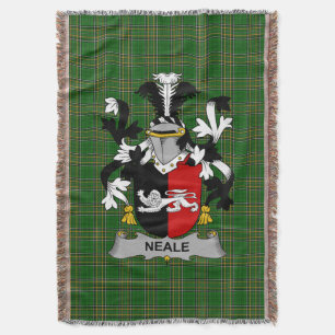  Irish Neale Coat of Arms Family Crest Ireland Throw Blanket
