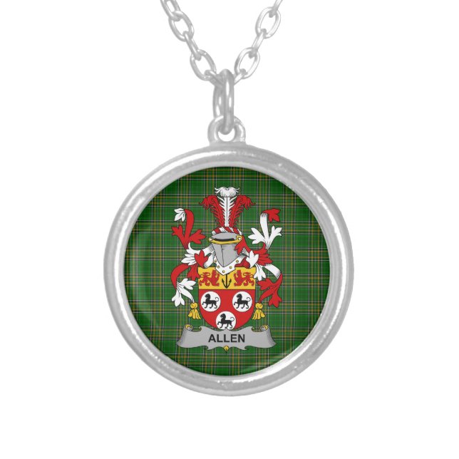Irish Necklace Allen Coat of Arms Family Crest (Front)