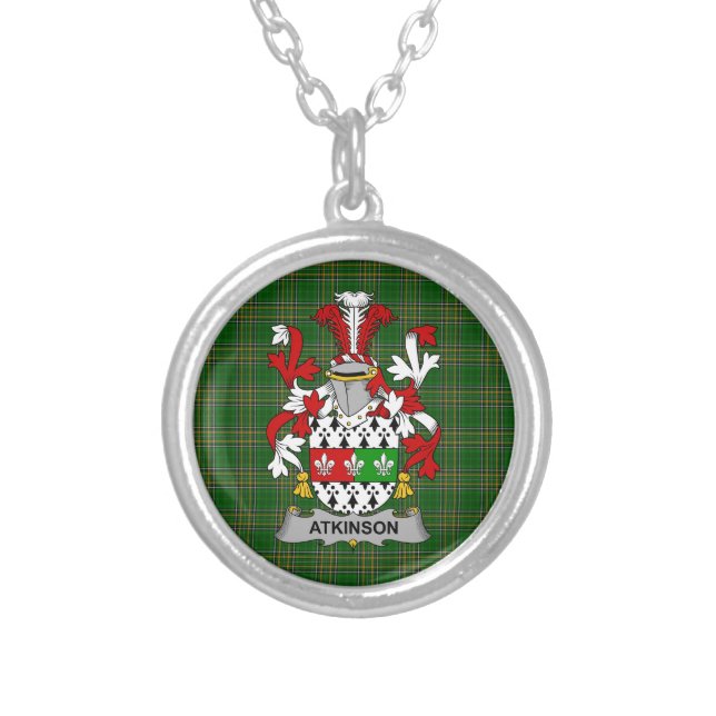 Irish Necklace Atkinson Coat of Arms Family Crest (Front)