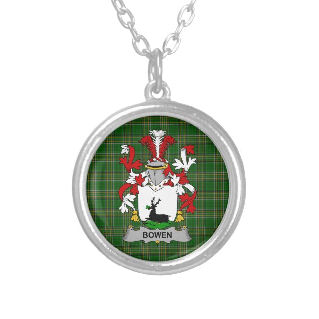 Irish Necklace Bowen Coat of Arms Family Crest (Front)