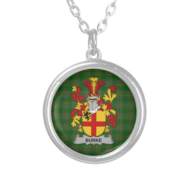 Irish Necklace Burke Coat of Arms Family Crest (Front)