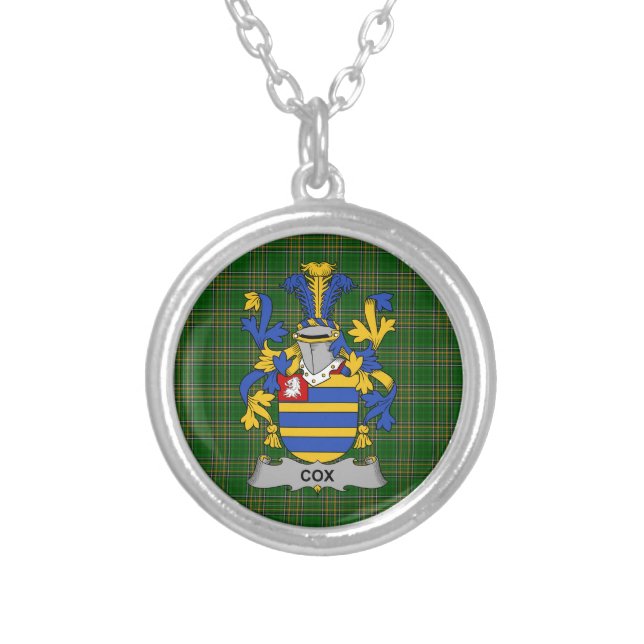 Irish Necklace Cox Coat of Arms Family Crest (Front)