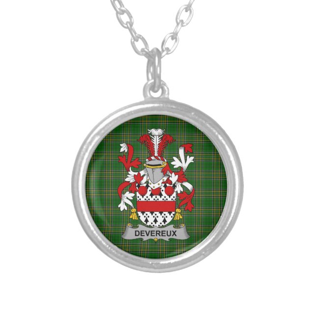 Irish Necklace Devereux Coat of Arms Family Crest (Front)