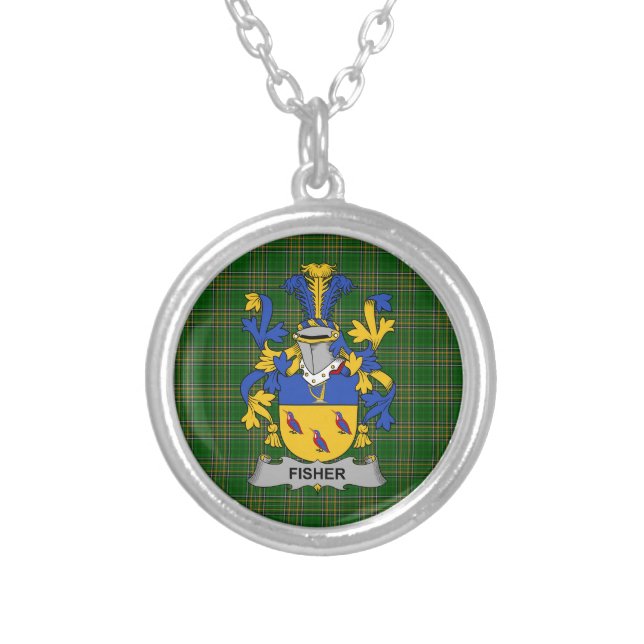 Irish Necklace Fisher Coat of Arms Family Crest (Front)