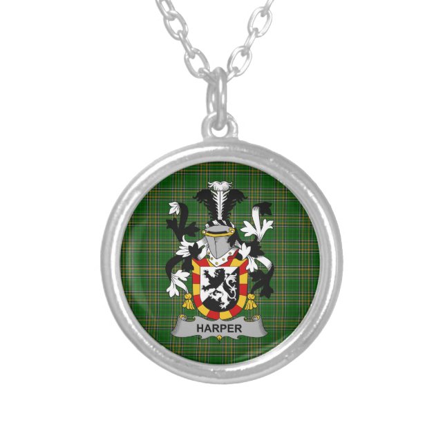 Irish Necklace Harper Coat of Arms Family Crest (Front)