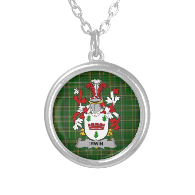 Irish Necklace Irwin Coat of Arms Family Crest (Front)