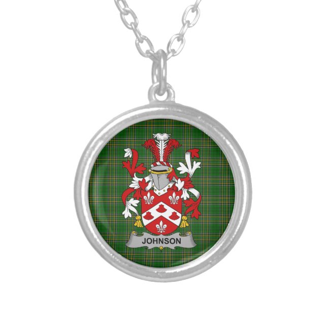 Irish Necklace Johnson Coat of Arms Family Crest (Front)