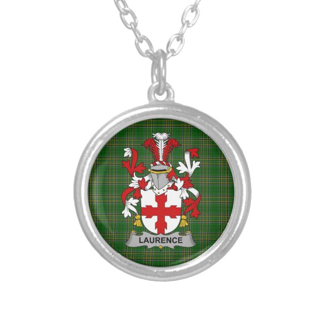 Irish Necklace Laurence Coat of Arms Family Crest (Front)
