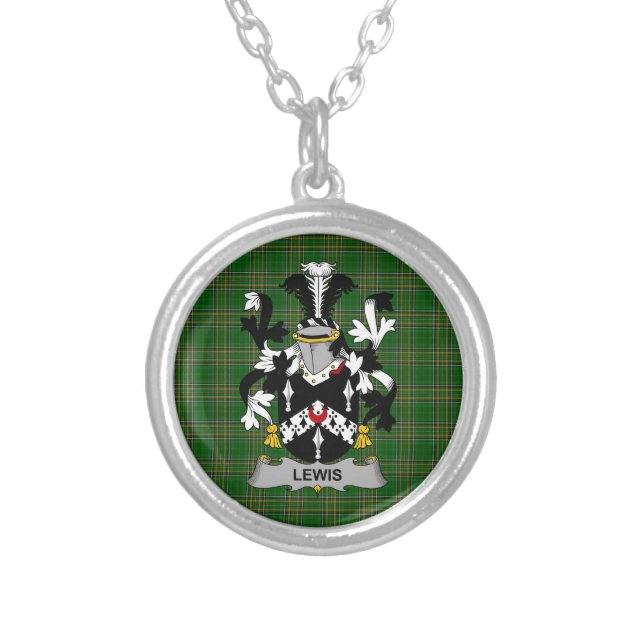 Irish Necklace Lewis Coat of Arms Family Crest (Front)