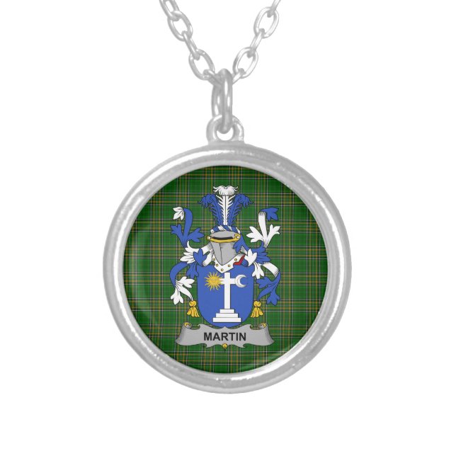 Irish Necklace Martin Coat of Arms Family Crest (Front)