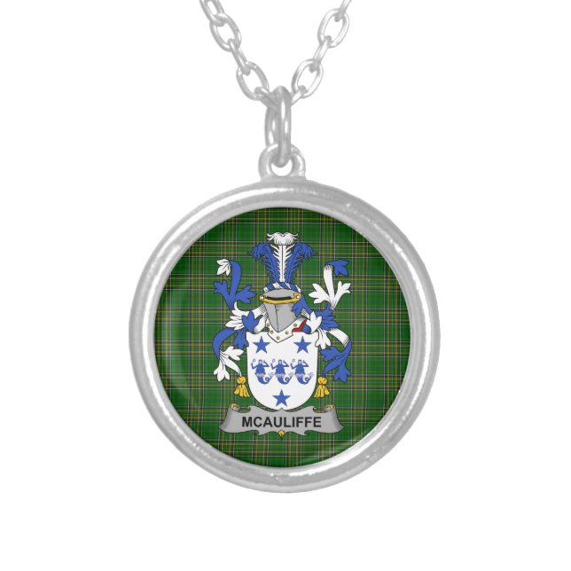 Irish Necklace McAuliffe Coat of Arms Family Crest (Front)