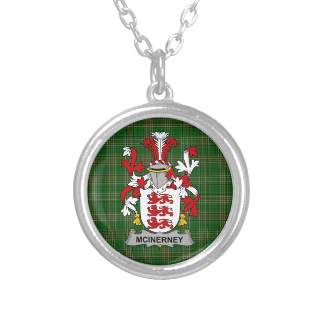 Irish Necklace McInerney Coat of Arms Family Crest (Front)