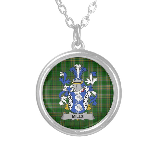 Irish Necklace Mills Coat of Arms Family Crest (Front)
