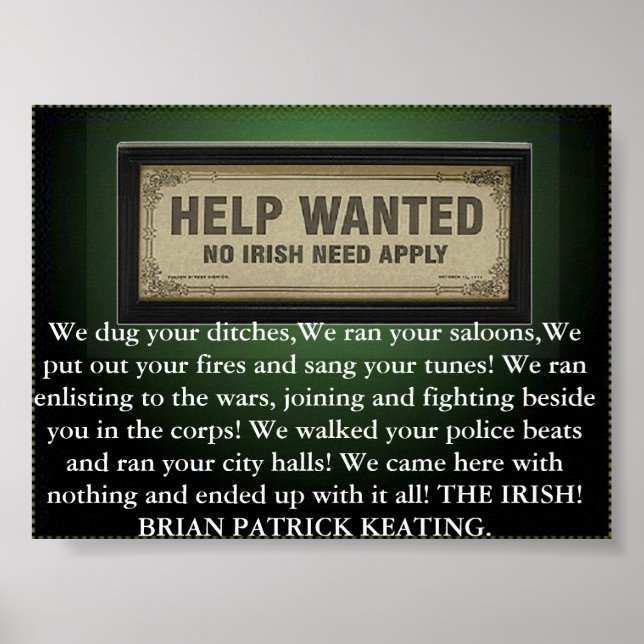 irish need not apply poster (Front)