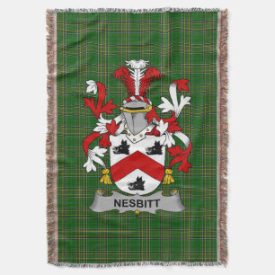  Irish Nesbitt Coat of Arms Family Crest Ireland Throw Blanket