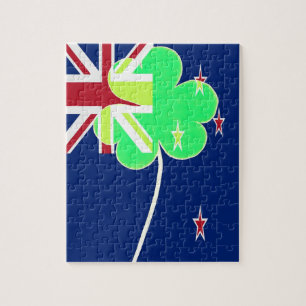 Irish New Zealand Flag Shamrock Clover St. Patrick Jigsaw Puzzle