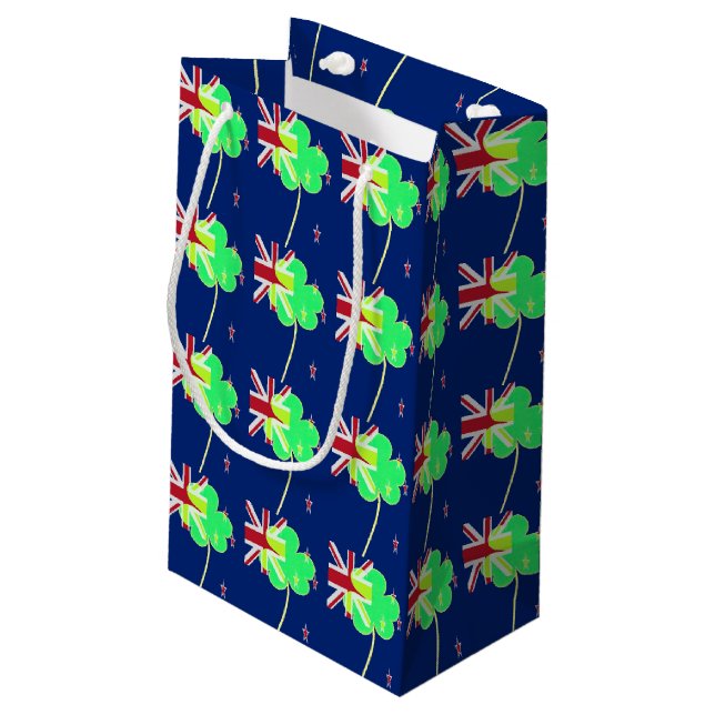 Irish New Zealand Flag Shamrock Clover St. Patrick Small Gift Bag (Back Angled)
