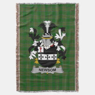  Irish Newsom or Newsam Coat of Arms Family Crest  Throw Blanket