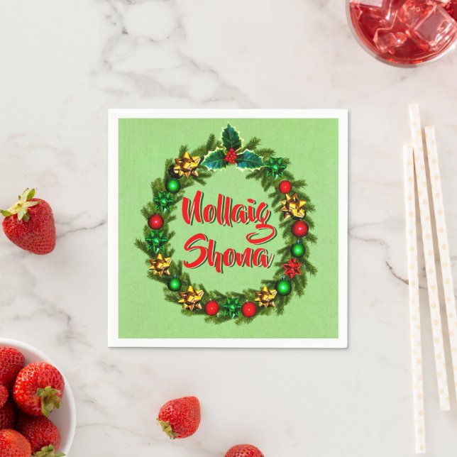 Irish Nollaig Shona Merry Christmas Cocktail Napkins (Insitu)