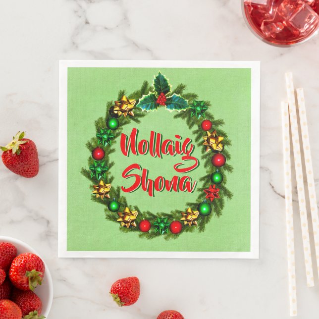 Irish Nollaig Shona Merry Christmas Paper Dinner Napkins (Insitu)