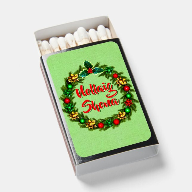 Irish Nollaig Shona text Word Merry Christmas  Matchboxes (Front Open)