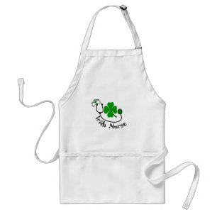 Irish Nurse Gifts, Green Clover Design Adult Apron